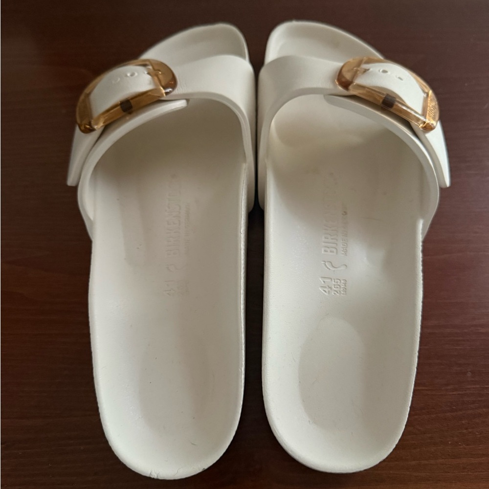 Birkenstock Women's White Sandals with Gold Buckle - Picture 3 of 5